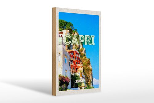 Holzschild Reise 20x30cm Capri Italy Stadt Bergen Urlaub