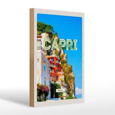 Holzschild Reise 20x30cm Capri Italy Stadt Bergen Urlaub