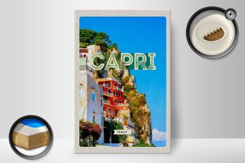 Panneau en bois voyage 20x30cm Capri Italie ville Bergen vacances 2