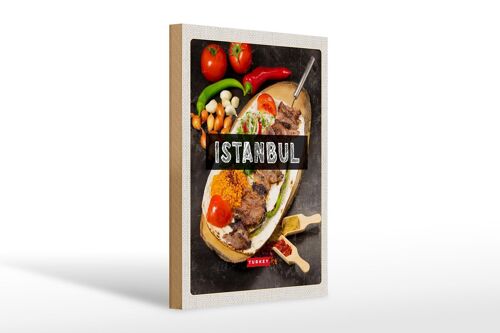 Holzschild Reise 20x30cm Istanbul Turkey Kebab Fleisch Steak