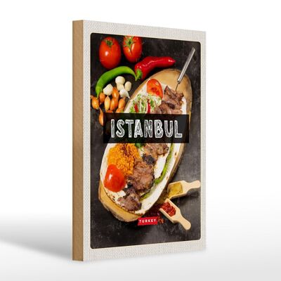 Holzschild Reise 20x30cm Istanbul Turkey Kebab Fleisch Steak