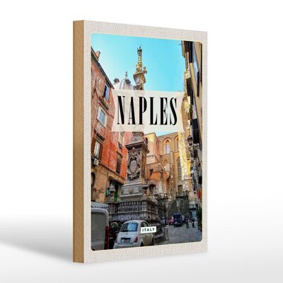 Cartel de madera viaje 20x30cm Nápoles Italia Nápoles Italia arquitectura