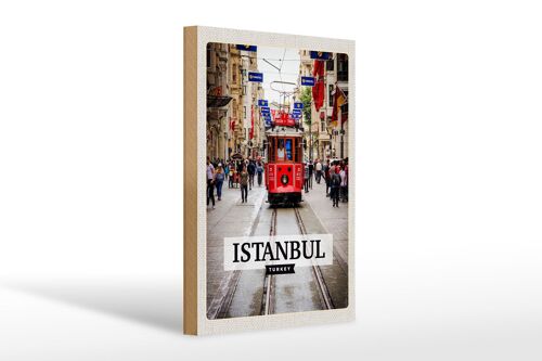 Holzschild Reise 20x30cm Istanbul Turkey Straßenbahn Reiseziel
