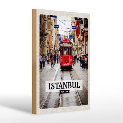 Cartel de madera viaje 20x30cm Estambul Turquía destino de viaje en tranvía