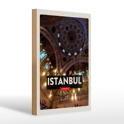Cartel de madera de viaje 20x30cm Retro Estambul Turquía gran mercado