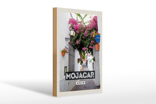 Holzschild Reise 20x30cm Mojacar Spain Spanien Blumen Geschenk