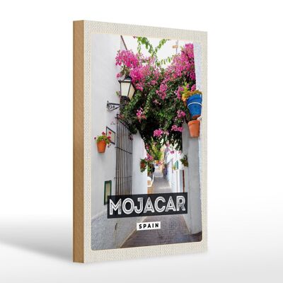 Cartel de madera viaje 20x30cm Mojácar España España flores regalo