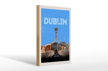Panneau en bois voyage 20x30cm rétro Dublin Irlande Destination de voyage 1