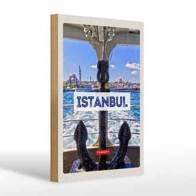Holzschild Reise 20x30cm Istanbul Turkey Anker Meer Geschenk