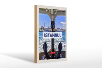 Panneau en bois voyage 20x30cm Istanbul Turquie ancre mer cadeau 1