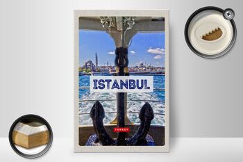 Panneau en bois voyage 20x30cm Istanbul Turquie ancre mer cadeau 2