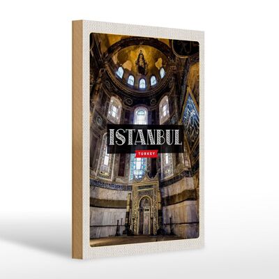 Cartel de madera viaje 20x30cm Estambul Turquía mezquita destino de viaje