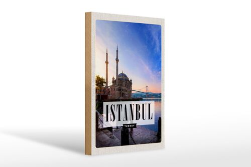 Holzschild Reise 20x30cm Istanbul Turkey Moschee Meer Geschenk
