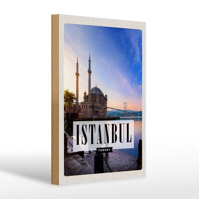 Holzschild Reise 20x30cm Istanbul Turkey Moschee Meer Geschenk