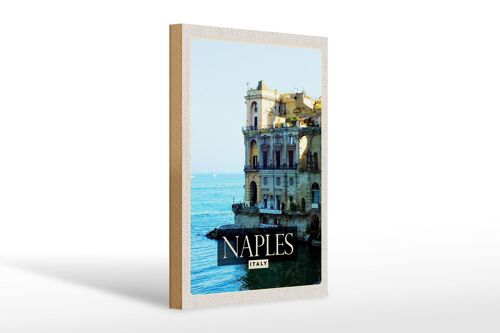 Holzschild Reise 20x30cm Naples Italy Neapel Panorama Meer