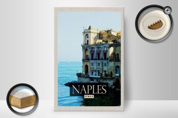 Panneau en bois voyage 20x30cm Naples Italie Naples Panorama Mer 2