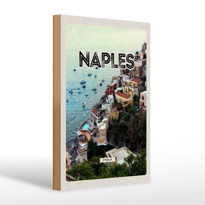 Holzschild Reise 20x30cm Naples Italy Neapel Italien Panorama