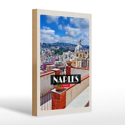 Cartello in legno da viaggio 20x30cm Napoli Italia Cielo panoramico di Napoli