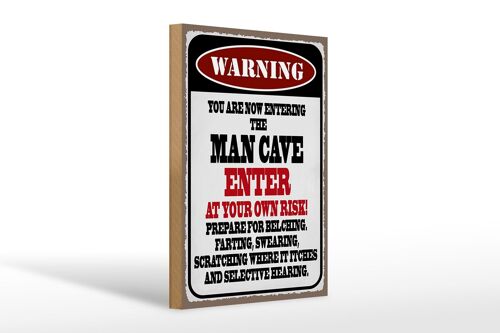 Holzschild Spruch 20x30cm warning man cave enter at your risk
