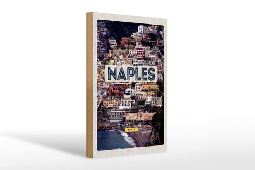 Holzschild Reise 20x30cm Naples Italy Neapel guide of city Meer