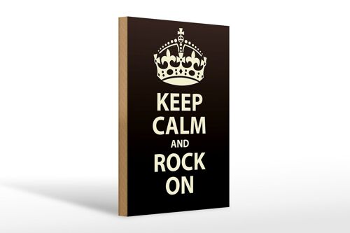 Holzschild Spruch 20x30cm Keep Calm and rock on Geschenk