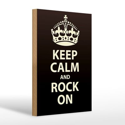 Cartel de madera que dice 20x30cm Keep Calm and rock on gift