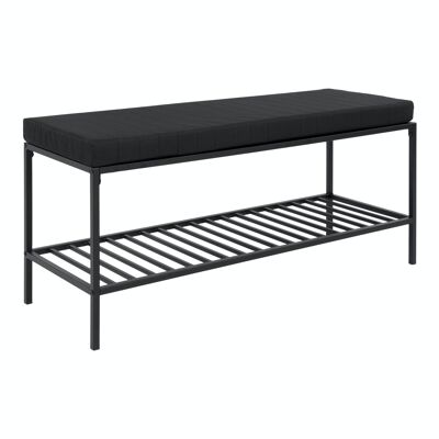 Vita Bench - Bench in black frame and 1 black shelve and cushion