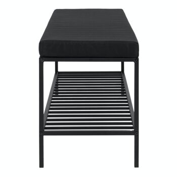 Banc Vita - Banc avec cadre noir et 1 étagère et coussin noirs 4