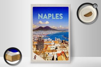 Panneau en bois Voyage 20x30cm Rétro Naples Italie Naples Panorama Mer 2