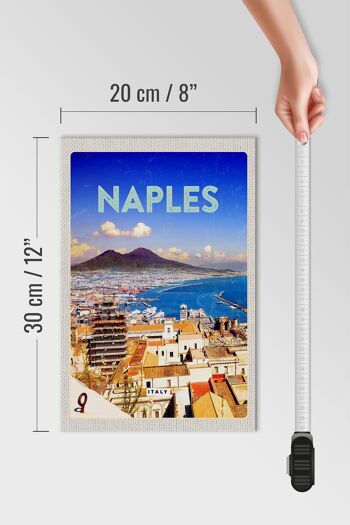 Panneau en bois Voyage 20x30cm Rétro Naples Italie Naples Panorama Mer 4