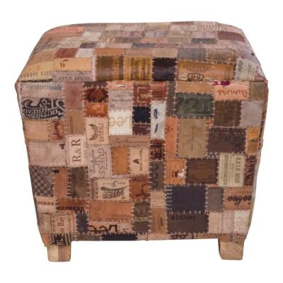 Timur Stool - Stool in leather and mango wood