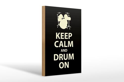 Holzschild Spruch 20x30cm Keep calm and drum on Geschenk