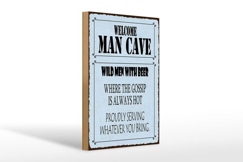 Holzschild Spruch 20x30cm welcome man cave wild men with Beer