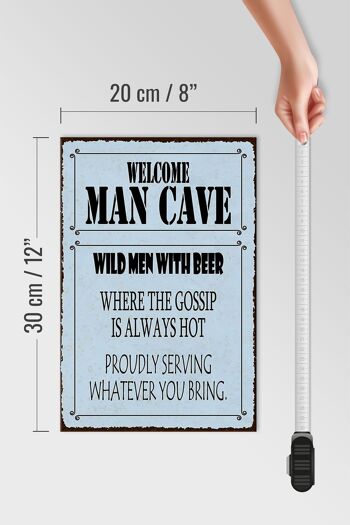 Panneau en bois disant 20x30cm bienvenue homme caverne hommes sauvages avec bière 4