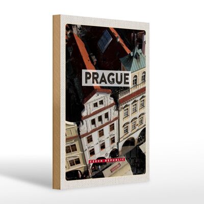 Cartel de madera viaje 20x30cm Ciudad Vieja de Praga República Checa