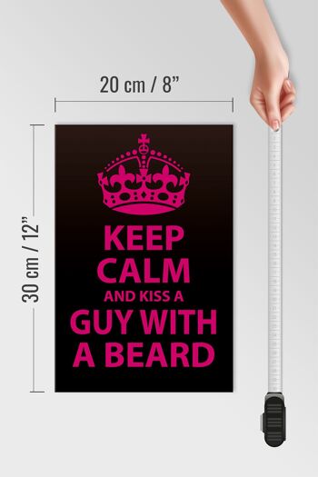 Panneau en bois disant 20x30cm Gardez votre calme et embrassez un homme avec une barbe 4