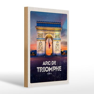 Cartello in legno da viaggio 20x30 cm Monumento all'Arco di Trionfo di Parigi