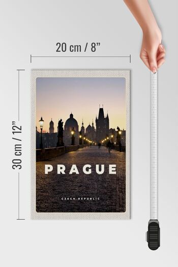 Panneau en bois voyage 20x30cm Prague République Tchèque coucher de soleil 4