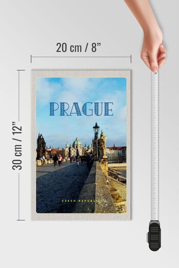 Panneau en bois voyage 20x30cm Prague République Tchèque Pont de la Vieille Ville 4