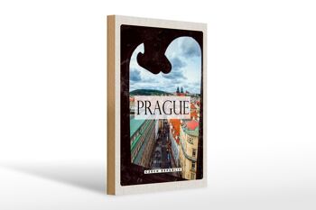 Panneau en bois voyage 20x30cm Prague Vieille Ville République Tchèque cadeau 1