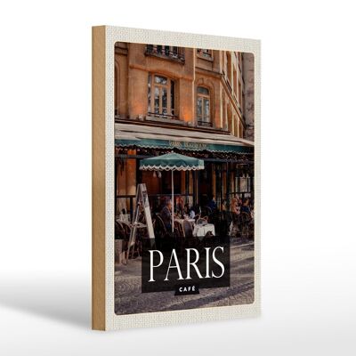 Targa in legno da viaggio 20x30 cm regalo Paris Café Restaurant