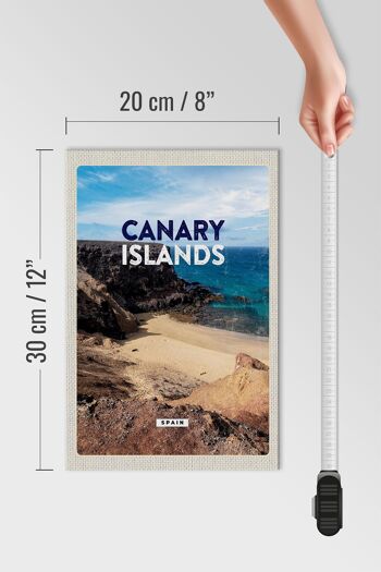 Panneau en bois voyage 20x30cm falaises de la baie des îles Canaries sable de mer 4