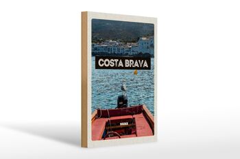 Panneau en bois voyage 20x30cm rétro Costa Brava Espagne vacances à la mer 1