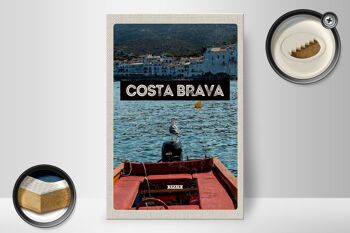 Panneau en bois voyage 20x30cm rétro Costa Brava Espagne vacances à la mer 2