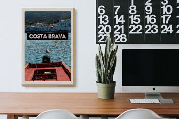 Panneau en bois voyage 20x30cm rétro Costa Brava Espagne vacances à la mer 3