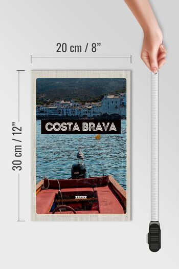 Panneau en bois voyage 20x30cm rétro Costa Brava Espagne vacances à la mer 4