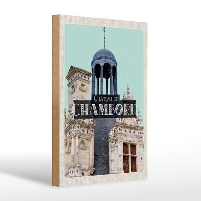 Holzschild Reise 20x30cm Retro Chenonceau France Schloss