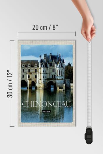 Panneau en bois voyage 20x30cm Rétro Château de Chenonceau France 4