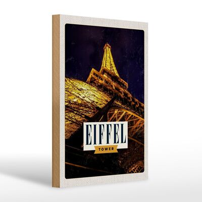 Targa in legno da viaggio 20x30 cm Retro Torre Eiffel Torre Eiffel Parigi
