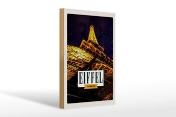 Panneau en bois voyage 20x30cm Rétro Tour Eiffel Tour Eiffel Paris 1